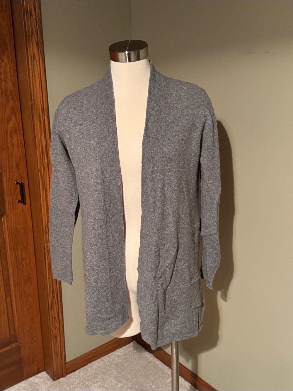 Charter Club Gray Open-Front Women's Cashmere Cardigan Sweater